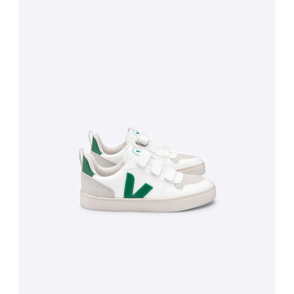 Kids\' Veja V-10 CWL Sneakers White/Green | ZA 862OKI